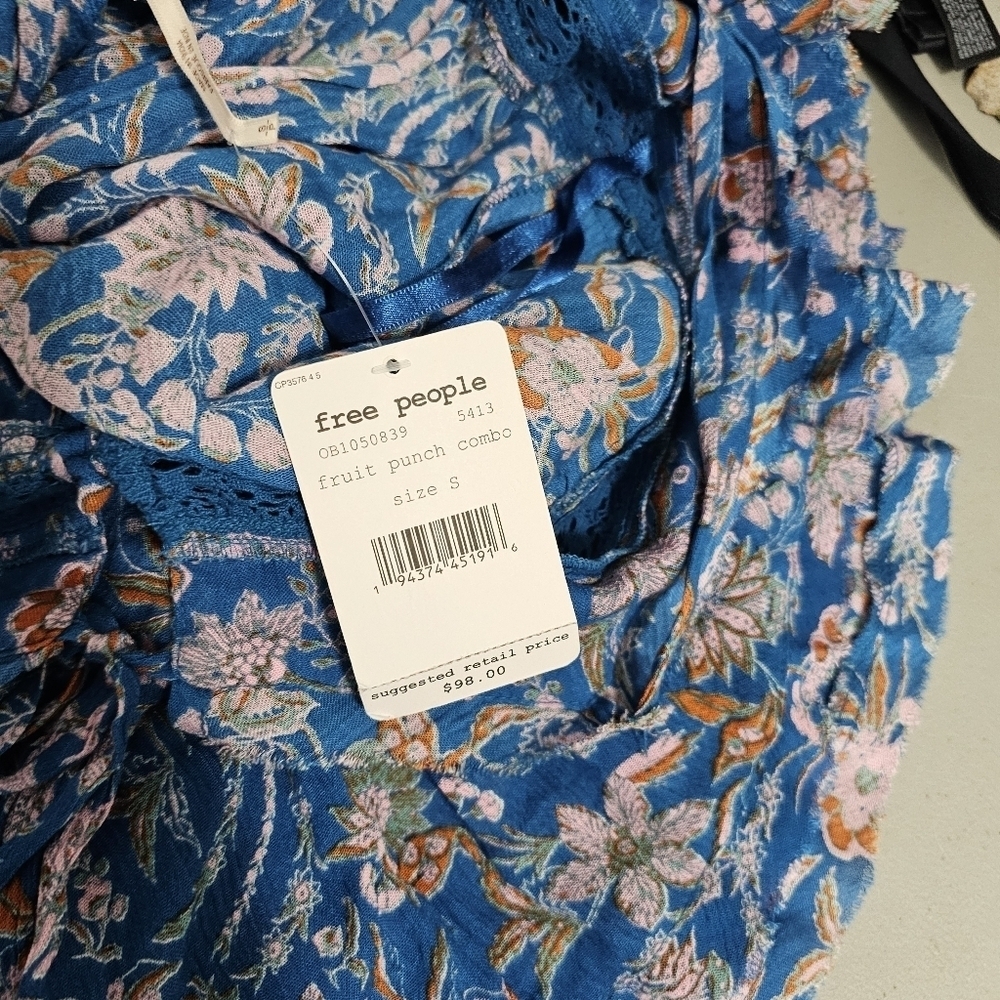 Free People Take Me With You Ruffle Dress In Fruit Punch Combo Womens Size Small - Picture 7 of 9